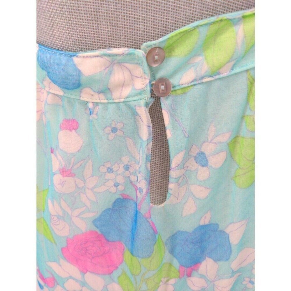 Vintage Nightgown Small 70s Long Floral Adjustable Straps Semi Sheer Boho Hippie - Picture 10 of 12